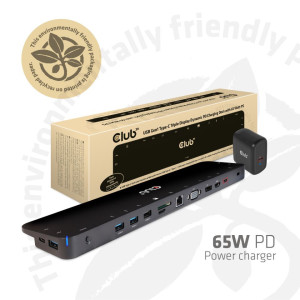 CLUB3D CSV-1564W65 base & duplicador de portas Acoplamento USB 3.2 Gen 1 (3.1 Gen 1) Type-C Preto