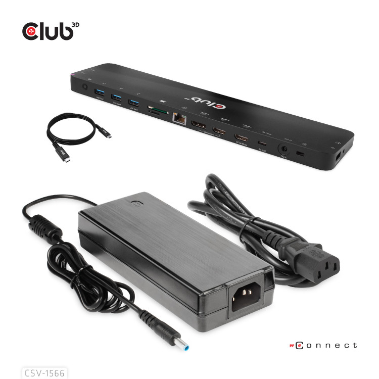 CLUB3D CSV-1566 base & duplicador de portas Acoplamento USB 3.2 Gen 1 (3.1 Gen 1) Type-C Preto