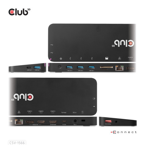 CLUB3D CSV-1566 base & duplicador de portas Acoplamento USB 3.2 Gen 1 (3.1 Gen 1) Type-C Preto CLUB3D CSV-1566 base & duplicador de portas Acoplamento USB 3.2 Gen 1 (3.1 Gen 1) Type-C Preto