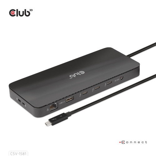CLUB3D CSV-1581 base & duplicador de portas Acoplamento Thunderbolt 4 Preto CLUB3D CSV-1581 base & duplicador de portas Acoplamento Thunderbolt 4 Preto