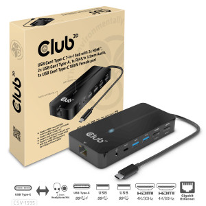 CLUB3D CSV-1595 base & duplicador de portas USB 3.2 Gen 1 (3.1 Gen 1) Type-C Preto 2