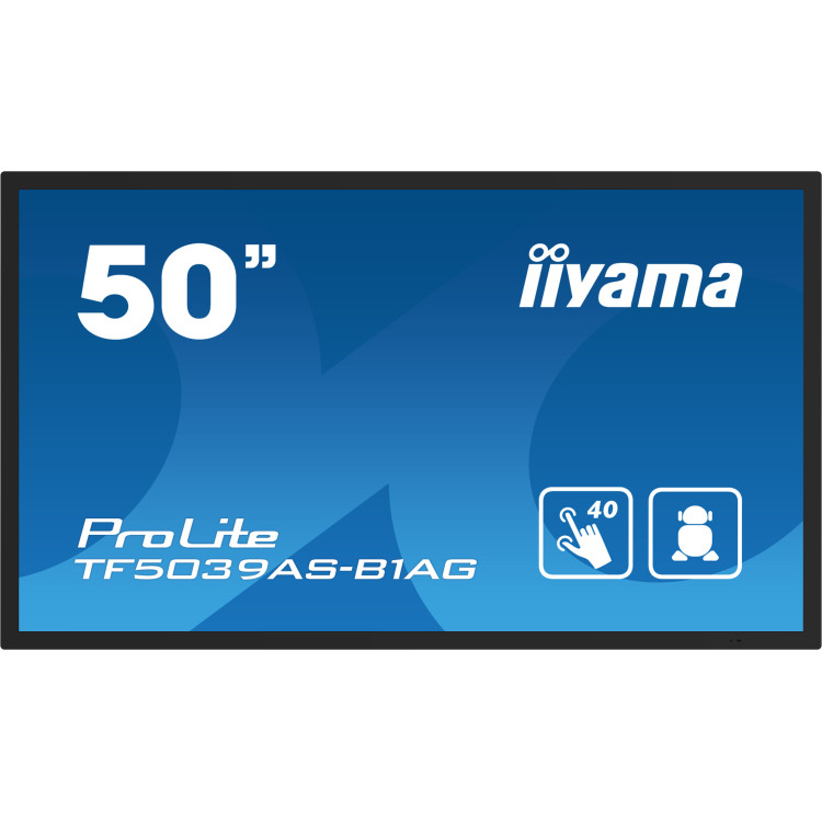 iiyama TF5039AS-B1AG ecrã de sinalização Plasma digital 125,7 cm (49.5") LED 500 cd m² 4K Ultra HD Preto Ecrã táctil