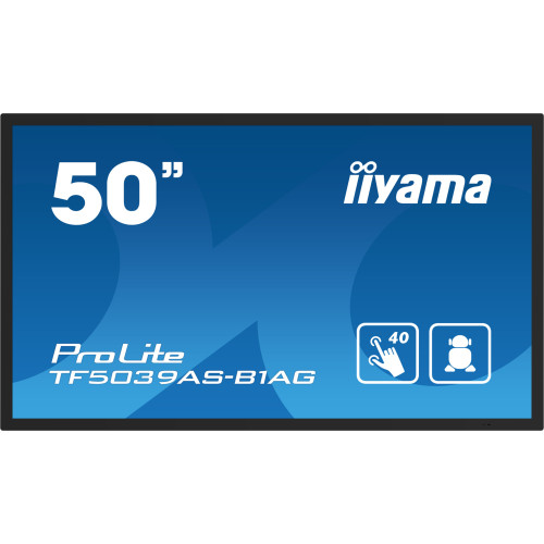 iiyama TF5039AS-B1AG ecrã de sinalização Plasma digital 125,7 cm (49.5") LED 500 cd m² 4K Ultra HD Preto Ecrã táctil