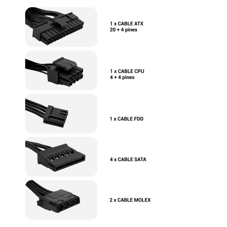 CoolBox BASIC 500GR fonte de alimentação 500 W 20+4 pin ATX ATX Preto