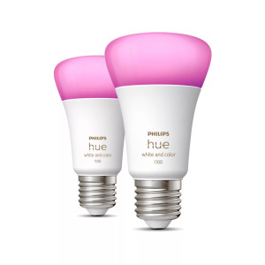 Philips Ambiente branco e colorido Hue A60 – Lâmpada inteligente E27 – 1100 (pacote de 2)