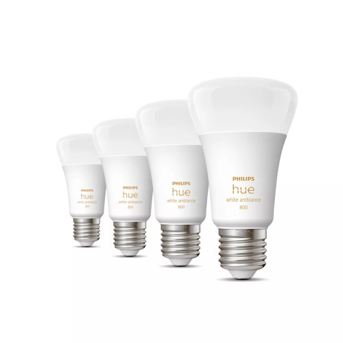 Philips Luz ambiente branca Hue A60 – Lâmpada inteligente E27 – 800 (pacote de 4)