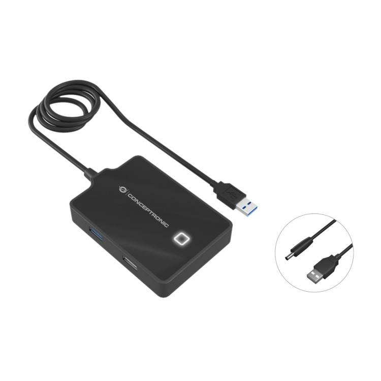 Conceptronic HUBBIES10B base & duplicador de portas USB 3.2 Gen 1 (3.1 Gen 1) Type-A Preto