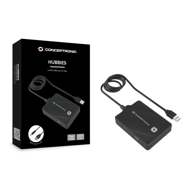 Conceptronic HUBBIES10B base & duplicador de portas USB 3.2 Gen 1 (3.1 Gen 1) Type-A Preto