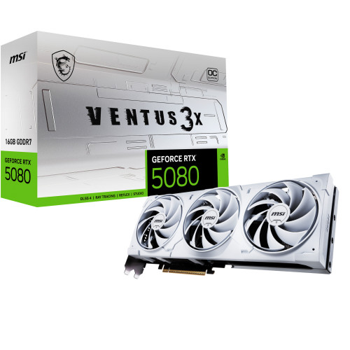 MSI VENTUS GEFORCE RTX 5080 16G 3X OC WHITE placa de vídeo NVIDIA 16 GB GDDR7 MSI VENTUS GEFORCE RTX 5080 16G 3X OC WHITE placa de vídeo NVIDIA 16 GB GDDR7