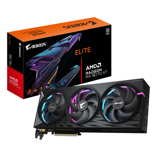 GIGABYTE AORUS Radeon RX 9070 XT ELITE 16G AMD 16 GB GDDR6 GIGABYTE AORUS Radeon RX 9070 XT ELITE 16G AMD 16 GB GDDR6