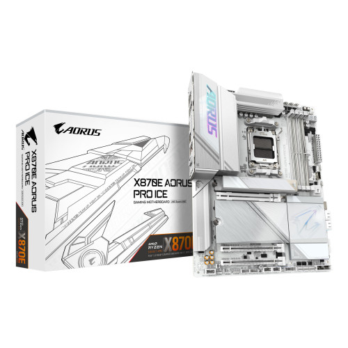 GIGABYTE X870E AORUS PRO ICE motherboard AMD X870E Ranhura AM5 ATX GIGABYTE X870E AORUS PRO ICE motherboard AMD X870E Ranhura AM5 ATX
