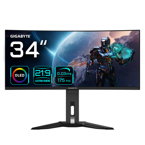 GIGABYTE MO34WQC monitor de ecrã 86,4 cm (34") 3440 x 1440 pixels Wide Quad HD OLED Preto GIGABYTE MO34WQC monitor de ecrã 86,4 cm (34") 3440 x 1440 pixels Wide Quad HD OLED Preto