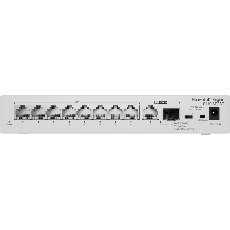 HUAWEI eKit S110 Series S110-8P2ST Não-gerido L2 Gigabit Ethernet (10 100 1000) Power over Ethernet (PoE) Cinzento
