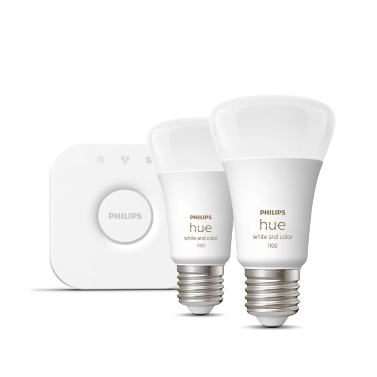 Philips Ambiente branco e colorido Hue Kit inicial  2 lâmpadas inteligentes E27 (1100)