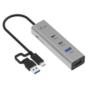 i-tec Metal CAHUBMETAL2A2CPD hub de interface USB 3.2 Gen 1 (3.1 Gen 1) Type-A + Type-C 5000 Mbit s Prateado