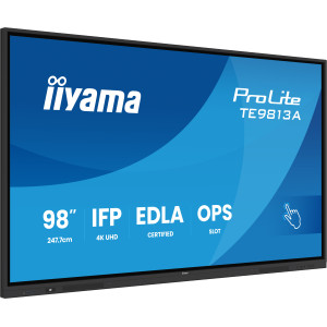 iiyama TE9813A-B1AG ecrã de sinalização Plasma interativo 2,48 m (97.5") Wi-Fi 450 cd m² 4K Ultra HD Preto Ecrã táctil