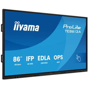 iiyama TE8613A-B1AG ecrã de sinalização Plasma interativo 2,17 m (85.6") Wi-Fi 500 cd m² 4K Ultra HD Preto Ecrã táctil