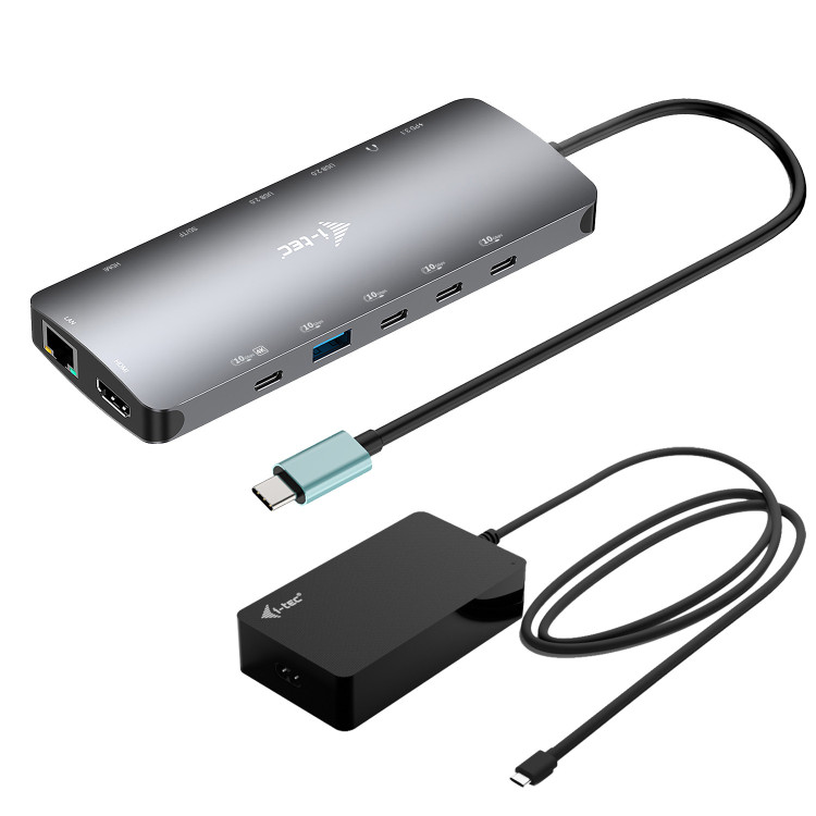 i-tec Metal C31NANOTRIPLEDOCKPD Com fios USB 3.2 Gen 1 (3.1 Gen 1) Type-C Cinzento