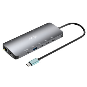 i-tec Metal C31NANOTRIPLEDOCKPD base & duplicador de portas Com fios USB 3.2 Gen 1 (3.1 Gen 1) Type-C Cinzento