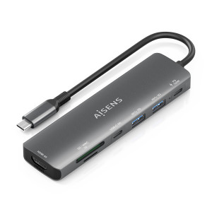 AISENS ASUC-7P026-GR base & duplicador de portas Com fios USB 3.2 Gen 1 (3.1 Gen 1) Type-C Cinzento