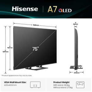 Hisense A7Q 75A7Q 190,5 cm (75") 4K Ultra HD Smart TV Wi-Fi Preto 2