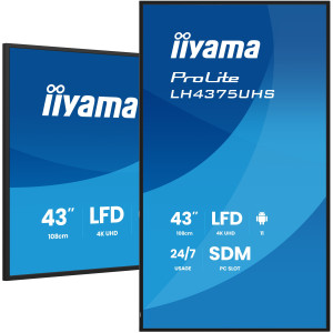 iiyama LH4375UHS-B2AG ecrã de sinalização Plasma digital 108 cm (42.5") LCD Wi-Fi 500 cd m² 4K Ultra HD Preto Processador