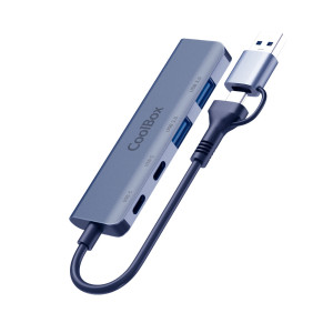 CoolBox HUB4 lite USB 3.2 Gen 1 (3.1 Gen 1) Type-A + Type-C 5000 Mbit s Cinzento