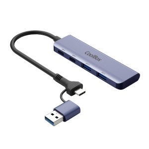 CoolBox HUB4 lite USB 3.2 Gen 1 (3.1 Gen 1) Type-A + Type-C 5000 Mbit s Cinzento 2