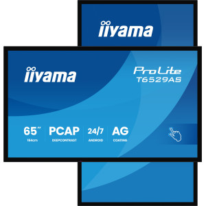 iiyama T6529AS-B1AG ecrã de sinalização Plasma interativo 163,8 cm (64.5") LED Wi-Fi 500 cd m² 4K Ultra HD Preto Ecrã táctil