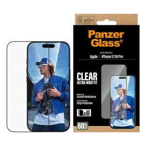 PanzerGlass ® Screen Protector iPhone 17 | iPhone 16 Pro | Ultra-Wide Fit w. EasyAligner Proteção de ecrã transparente Apple 1 2