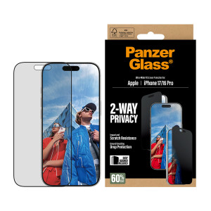 PanzerGlass ® 2-Way Privacy Screen Protector iPhone 17 | iPhone 16 Pro | Ultra-Wide Fit w. EasyAligner Proteção de ecrã 2