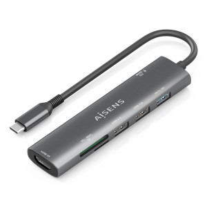 AISENS ASUC-7P027-GR base & duplicador de portas Com fios USB 3.2 Gen 1 (3.1 Gen 1) Type-C Cinzento