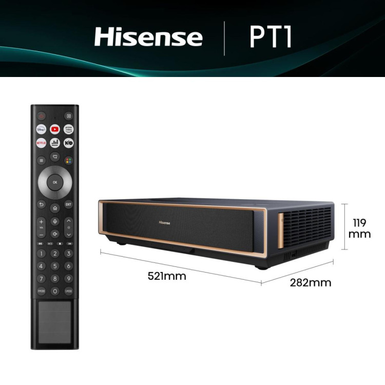 Hisense PT1 Projetor de ultra curta distância 2500 ANSI lumens DLP UHD 4K (3840x2160) Compatibilidade 3D Preto