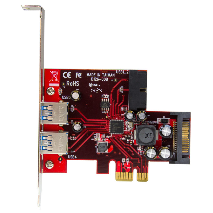 StarTech.com Placa USB 3.0 PCI Express de 4 portas - 2 externas, 2 internas - alimentação SATA