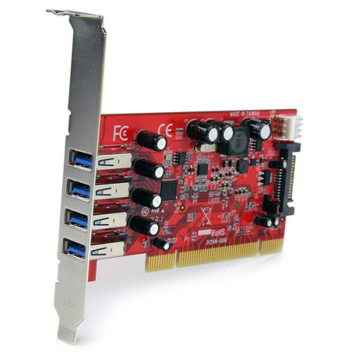 StarTech.com Placa adaptadora USB SuperSpeed 3.0 PCI de 4 portas com energia SATA SP4