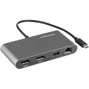 StarTech.com TB3DKM2DPL base & duplicador de portas Com fios Thunderbolt 3 Cinzento