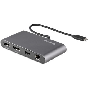 StarTech.com TB3DKM2DPL base & duplicador de portas Com fios Thunderbolt 3 Cinzento 2