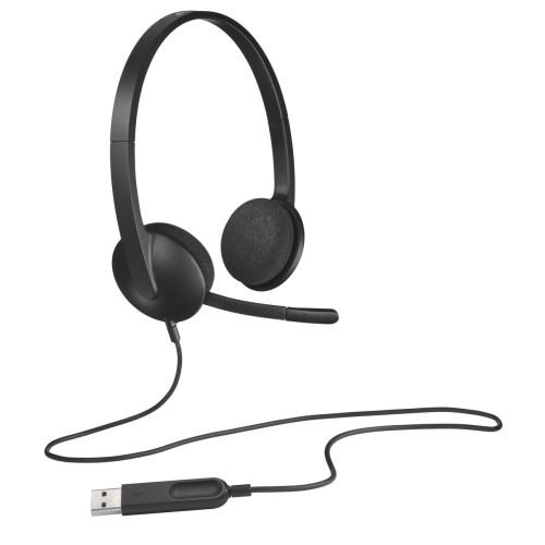 Logitech H340 Auscultadores Com fios Fita de cabeça Escritório Call center USB Type-A Preto
