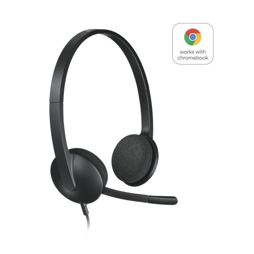 Logitech H340 Auscultadores Com fios Fita de cabeça Escritório Call center USB Type-A Preto