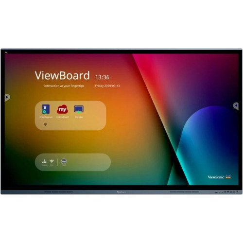Viewsonic IFP7562 ecrã de sinalização Plasma interativo 190,5 cm (75") LED Wi-Fi 350 cd m² 4K Ultra HD Preto Ecrã táctil