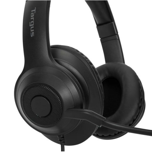 Targus AEH102GL auscultador Auscultadores Com fios Fita de cabeça Chamadas Música USB Type-A Preto