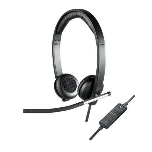 Logitech H650e Auscultadores Com fios Fita de cabeça Escritório Call center USB Type-A Preto, Prateado