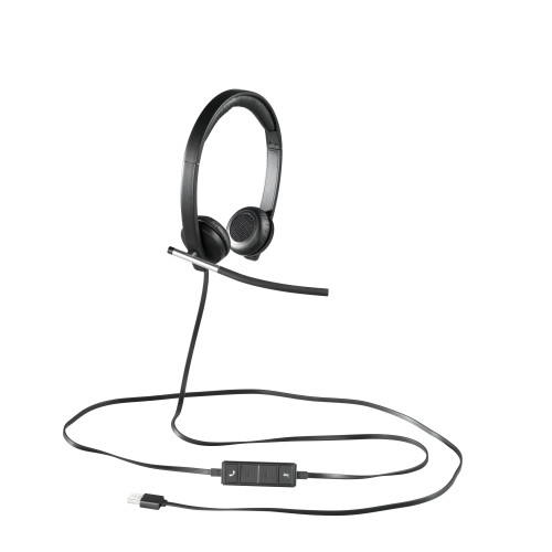 Logitech H650e Auscultadores Com fios Fita de cabeça Escritório Call center USB Type-A Preto, Prateado