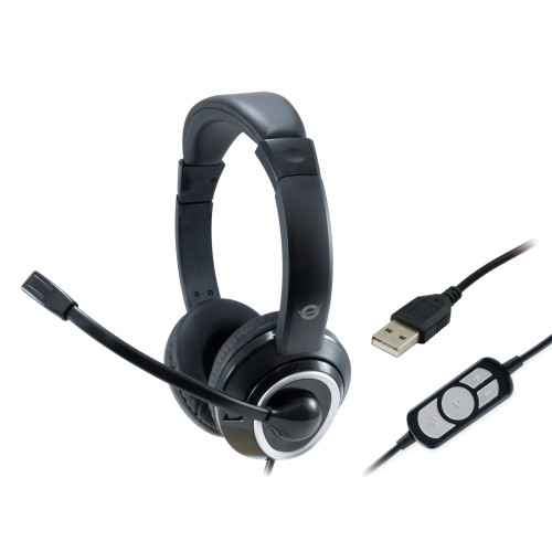 Conceptronic POLONA Auscultadores Com fios Fita de cabeça Chamadas Música USB Type-A Preto