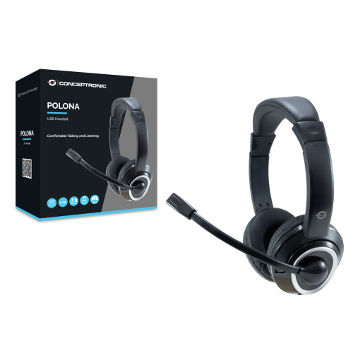 Conceptronic POLONA Auscultadores Com fios Fita de cabeça Chamadas Música USB Type-A Preto