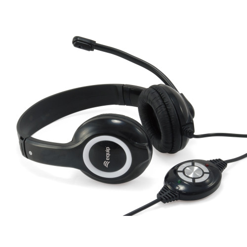 Equip 245301 auscultador Auscultadores Com fios Fita de cabeça Chamadas Música USB Type-A Preto
