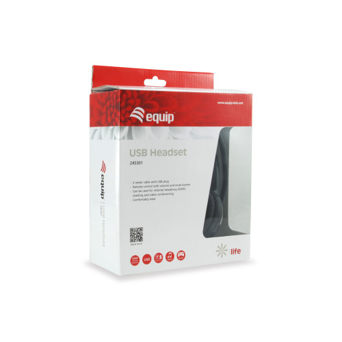 Equip 245301 auscultador Auscultadores Com fios Fita de cabeça Chamadas Música USB Type-A Preto
