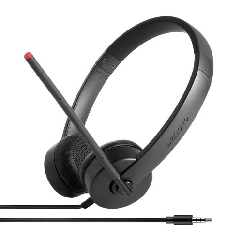 Lenovo Stereo Analog Auscultadores Com fios Fita de cabeça Escritório Call center Preto